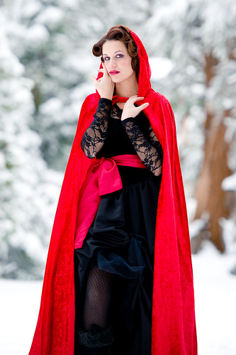 trees red snow girl beauty forest book costume woods... (Photo: Mr. Muggles on Flickr)