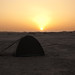 Tent and sunset, Taklamakan desert, Xinjiang, China