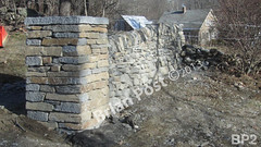 WM Brian Post 2, freestanding wall, column, vertical cope, dry laid stone construction, copyright 2014