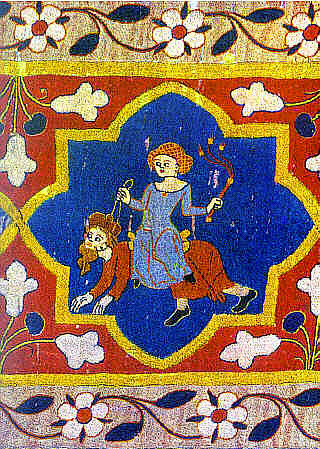 Freiburg Augustinermuseum - Malterer-Teppich (1310-20) Phyllis riding Aristotle