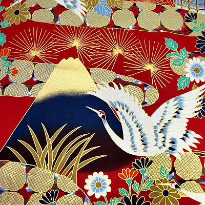 Mount Fuji - Golden Deco japanese Fabric - Spring Collection