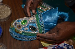 Big Chief Victor Harris, Spirit of Fi Yi Yi Working On His 2012 Mardi Gras Indian Suit