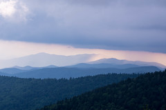 Rain passes the Blue Ridge Mountains