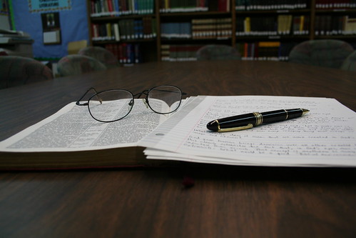 Bible, Reading Glasses, Notes and Pen