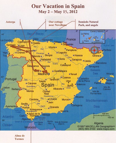 0. Map. Madrid. Alma de Tormes. Cottage. Somiedo. Santiago de Compestela, Astorga. Back to Madrid