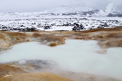 Sulphur crater with snow in the background