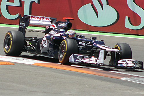 Pastor Maldonado in his Williams F1 car during the 2012 European Grand Prix in Valencia