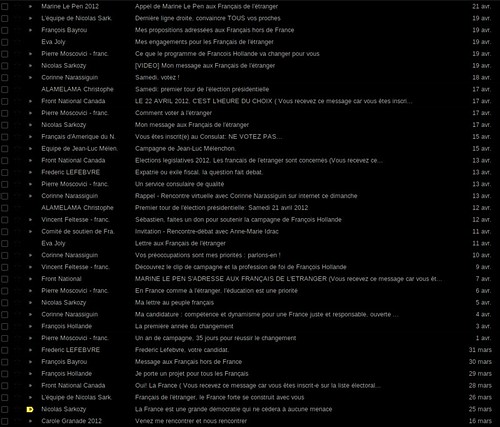 Liste de diffusion du consulat - Election présidentielle 2012