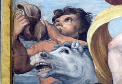Raphael, Galatea, detail with conch blower