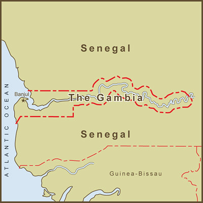 A Map of Gambia's Border as Defined by the Gambia River