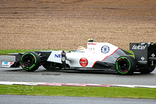 Sergio Perez in his Sauber F1 car at Silverstone