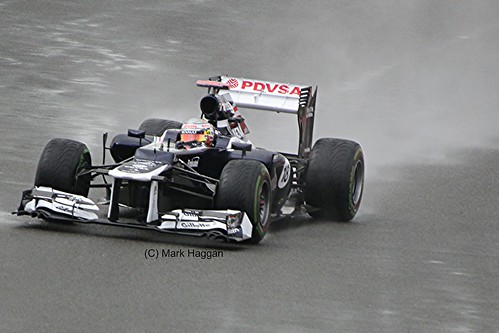 Pastor Maldonado in his Williams F1 car at Silverstone