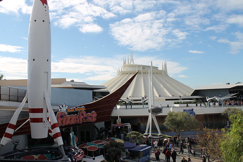 Tomorrowland with rocket and space mountain