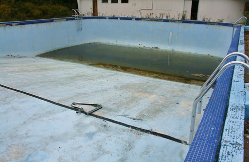 Outdoor pool filling with rain water