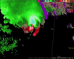 Storm Relative Velocity radar of the May 24, 2016 tornado near Platner, Colorado. (National Weather Service)