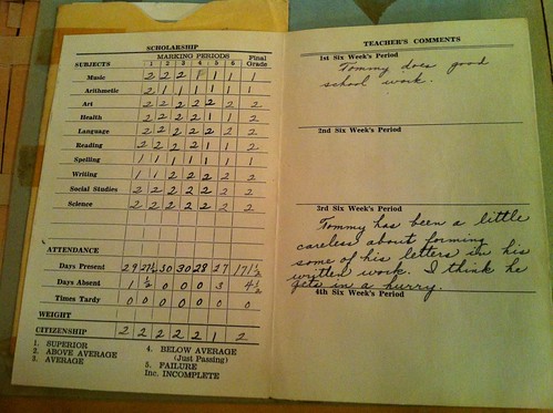 My Dad’s 2nd grade report card by Wesley Fryer, on Flickr