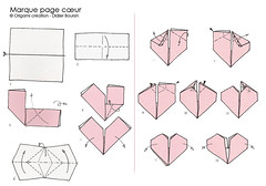 Origami création - Didier Boursin - Diagramme Marque page coeur