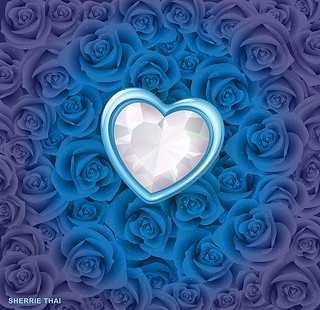 Diamond Heart and Blue Roses