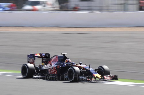 Daniil Kvyat in his Toro Rosso in Free Practice 2 at the 2016 British Grand Prix at Silverstone