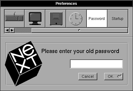 NeXTStep 0.9 Password Preferences