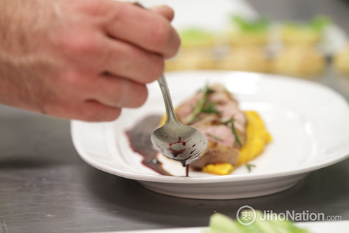 Plating Duck Breast over Butternut Squash Mousseline