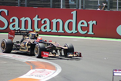 Romain Grosjean in his Lotus F1 car during the 2012 European Grand Prix in Valencia