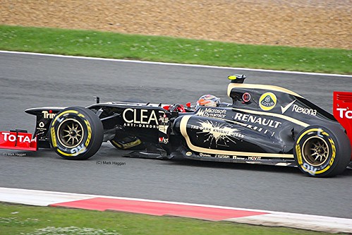 Romain Grosjean in his Lotus at Silverstone
