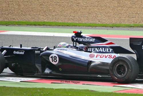 Pastor Maldonado in his Williams after the 2012 British Grand Prix at Silverstone