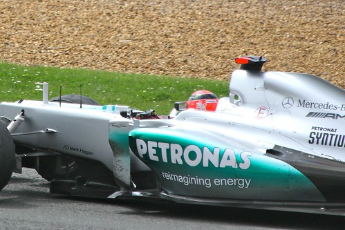 Michael Schumacher in his Mercedes after the 2012 British Grand Prix at Silverstone