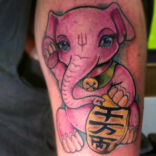 Lucky elephant. Neko style..#neko #japanese #tattoo #luckycat  #luckyelephant #lucky #elephant #tattooedchicks - a photo on Flickriver