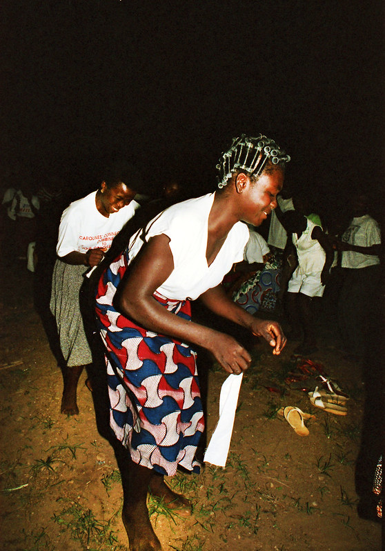 Togo West Africa Ethnic Cultural Dancing and Drumming African Village close to Palimé formerly known as Kpalimé a city in Plateaux Region Togo near the Ghanaian border 24 April 1999 138<br/>© <a href="https://flickr.com/people/41087279@N00" target="_blank" rel="nofollow">41087279@N00</a> (<a href="https://flickr.com/photo.gne?id=14007570313" target="_blank" rel="nofollow">Flickr</a>)