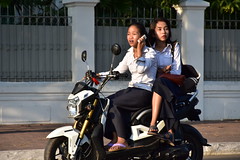 Two Stylish Schoolgirls on Scooter 2 - Talking on Cellphone