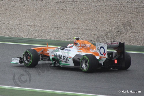 Adrian Sutil in his Force India in Free Practice 1 at the 2013 Spanish Grand Prix