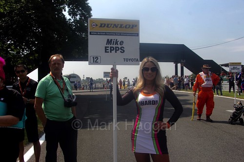Mike Epps' grid board during the BTCC weekend at Oulton Park, June 2016