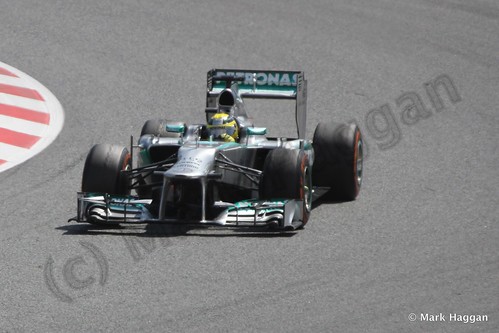 Lewis Hamilton in his Mercedes in the 2013 Spanish Grand Prix