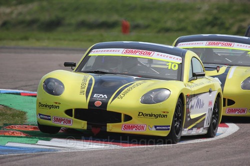 Tom Wood in the Ginetta Juniors Race during the BTCC Weekend at Thruxton, May 2016
