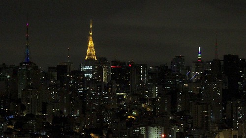 The towers of Paulista at night from Terraço Itália