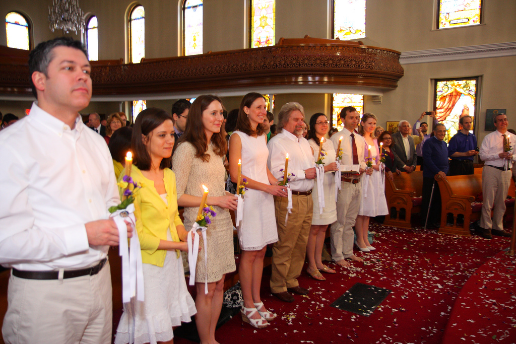 Class of Newly Illumined Parishioners During the Liturgy on Holy Saturday Morning