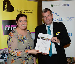 Worldhost participant Ivor Gibson pictured with Councillor Deirdre Hargey