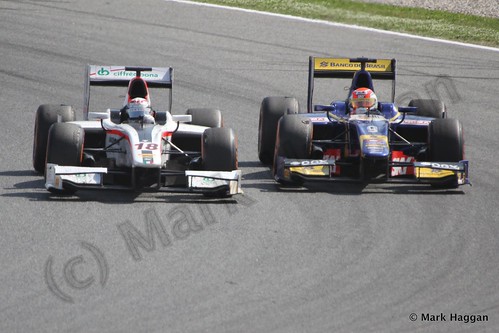 Felipe Nasr and Stefano Coletti in Saturday's GP2 race at the 2013 Spanish Grand Prix