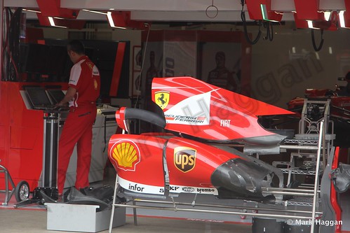 Felipe Massa's Ferrari pit garage at the 2013 Spanish Grand Prix