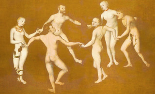 Danza primigenia, versiones de Lucas Cranach el Viejo (1530), Jean Auguste Ingres (1862), Henri Matisse (1910), Edmond Cross (1902), Pablo Picasso (1924).