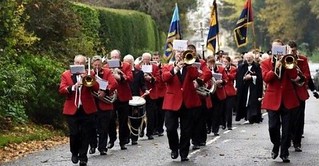 The Band lead the Annual March to the War Memorial