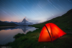 light lake mountains alps water night stars lago tent... (Photo: Andrea Oiser - WWW.ANDREAVALLINI.COM on Flickr)