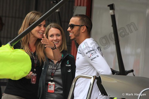Lewis Hamilton being interviewed at the 2013 Spanish Grand Prix