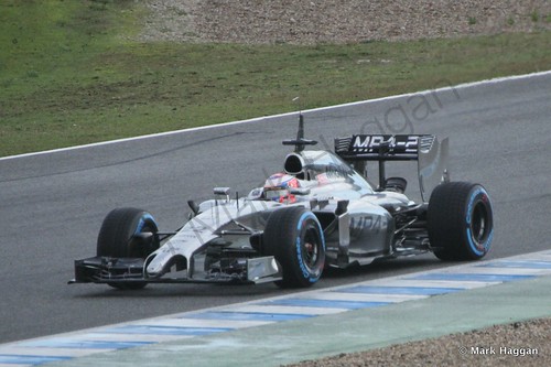 Jenson Button in his McLaren at Formula One Winter Testing 2014