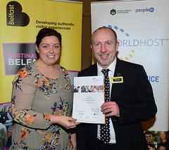Worldhost participant Micky McCoy pictured with Councillor Deirdre Hargey