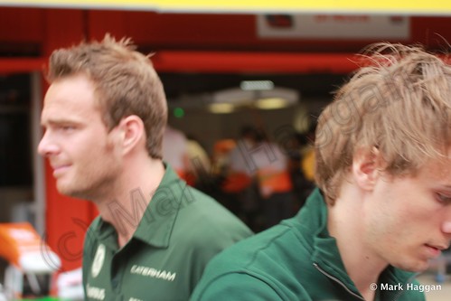 Charles Pic and Giedo van der Garde at the 2013 Spanish Grand Prix