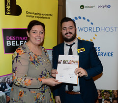 Worldhost participant Shane Watters pictured with Councillor Deirdre Hargey