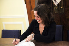 Signing her Beecher biography following lecture